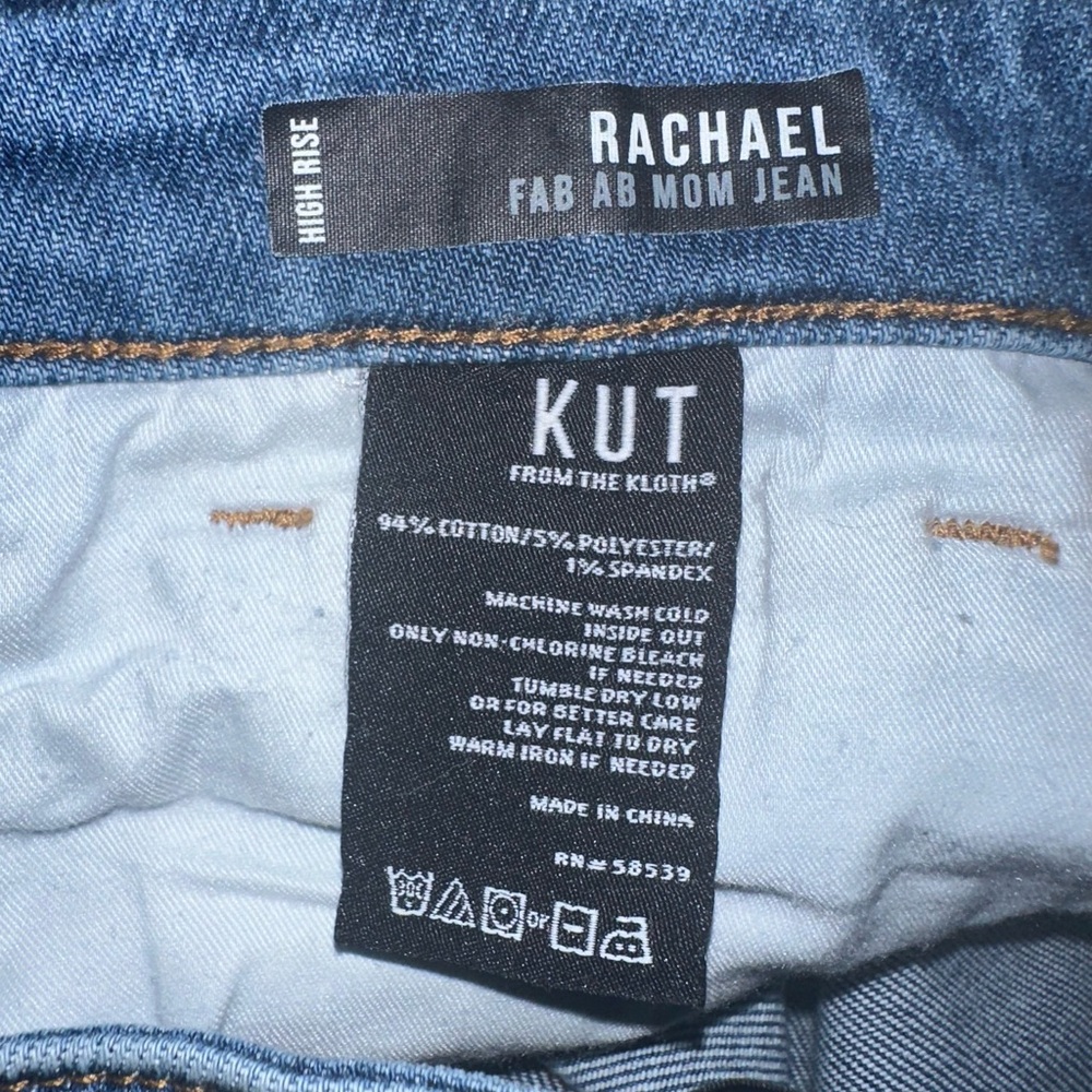 Kut From The Kloth High Rise Rachael Fab Ab Mom Ankle Jeans Size 8 Button Up Fly - Picture 4 of 7